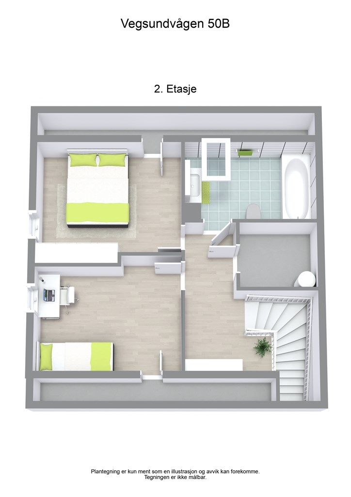 3 D planløsning 2. etasje