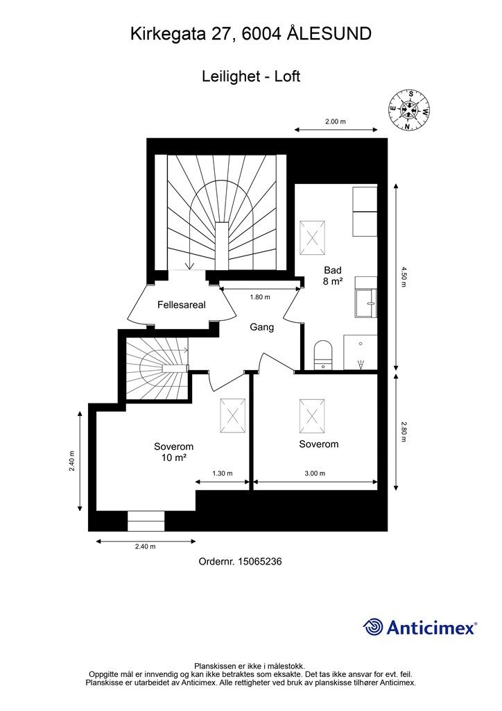 Plantegning . 2.etasje - 2D m/mål