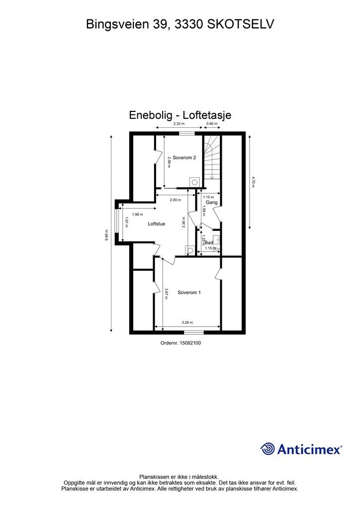 Plantegning loftetasje/2. etasje