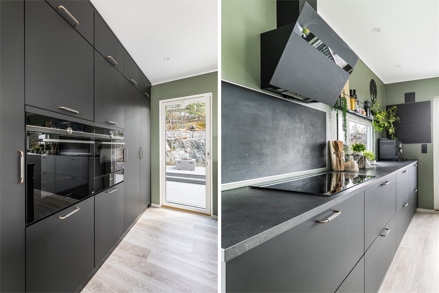 Hvitevarene på kjøkkenet er alle integrert og inkluderer blant annet helt kjøleskap og helt fryseskap.