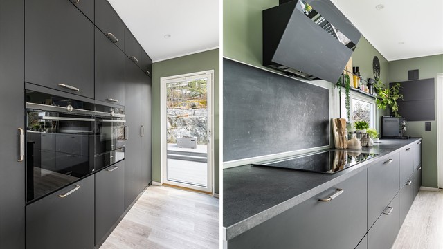 Hvitevarene på kjøkkenet er alle integrert og inkluderer blant annet helt kjøleskap og helt fryseskap.