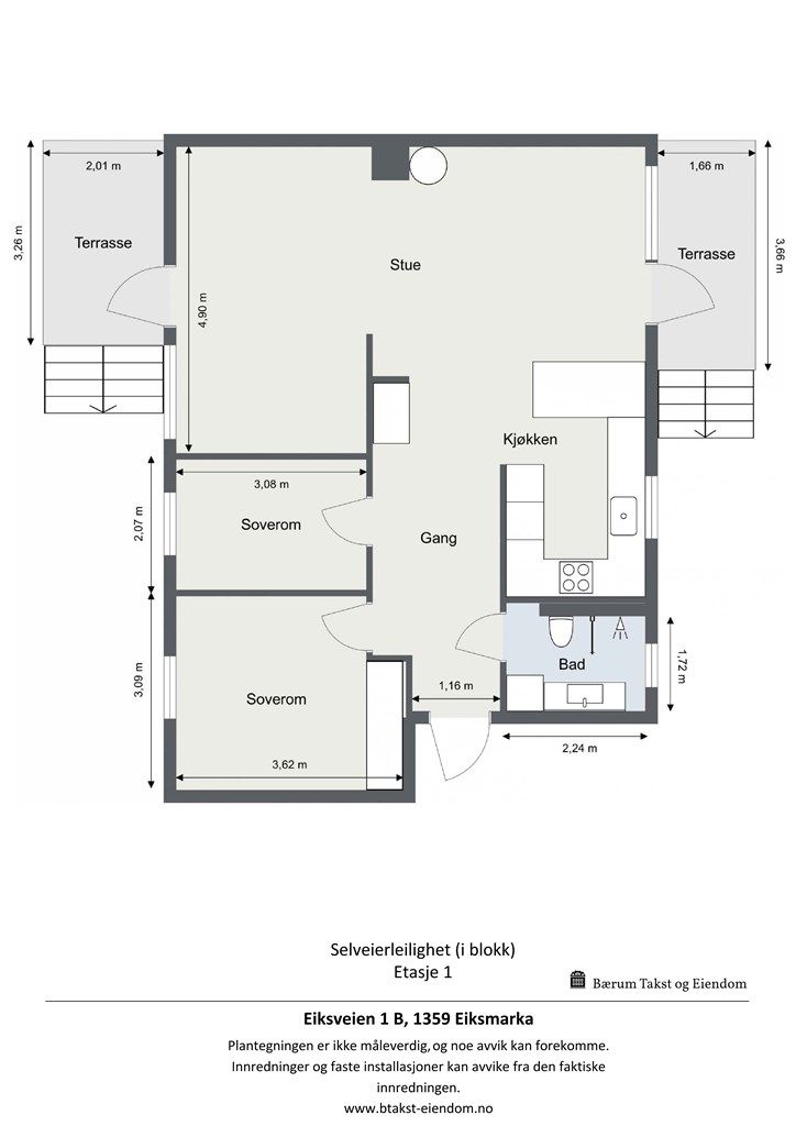 Plantegning for leiligheten. 