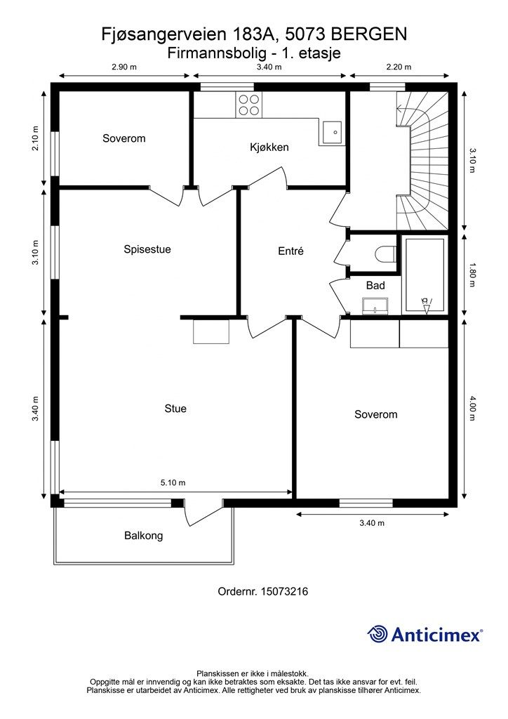 Plantegning leilighet 1. etasje