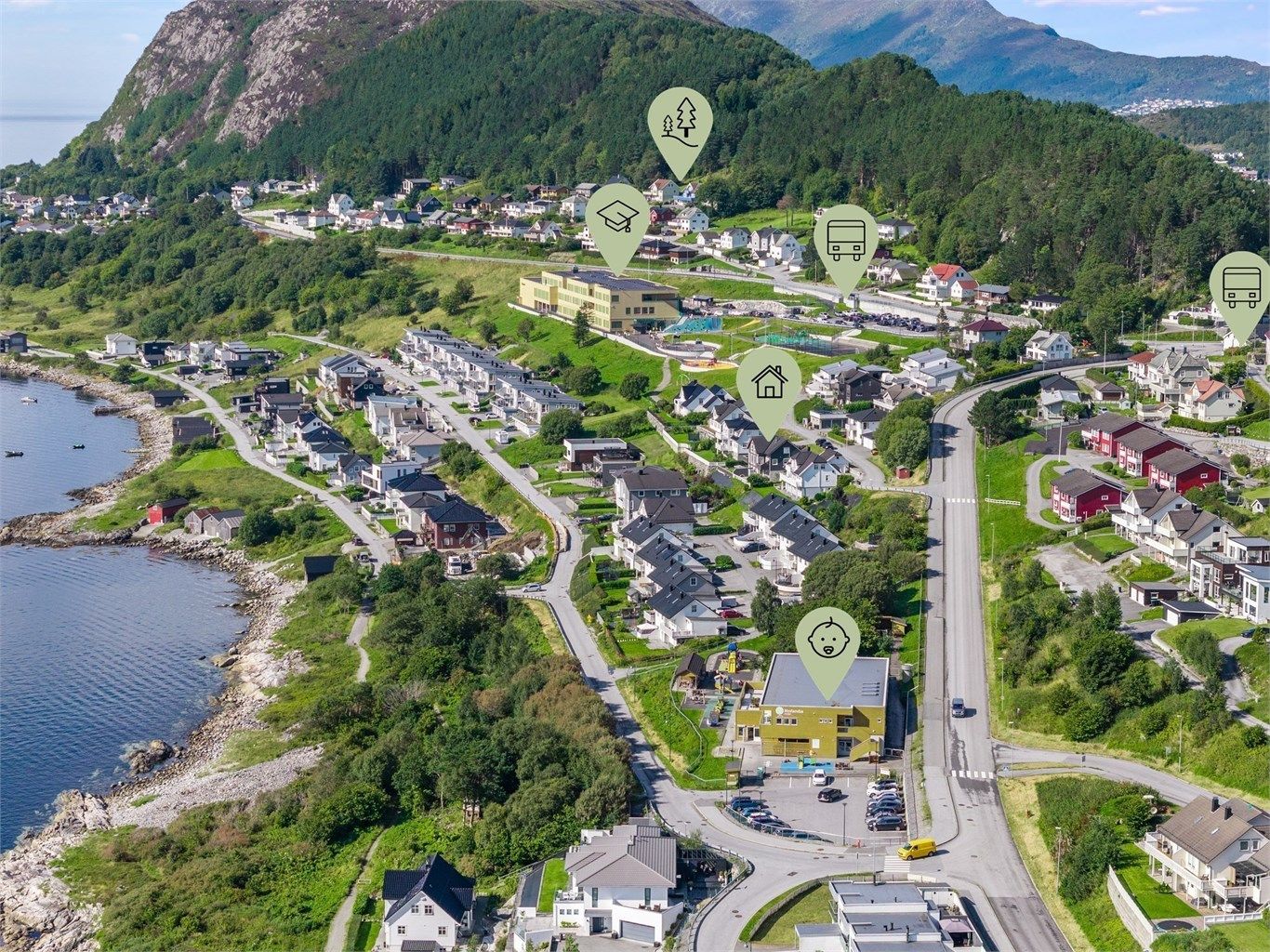 Dronebilde av boligområde på Hessa syd 