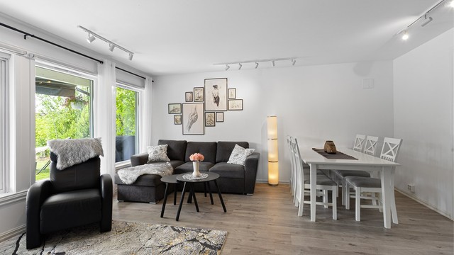 Plass til sofa og spisebord
