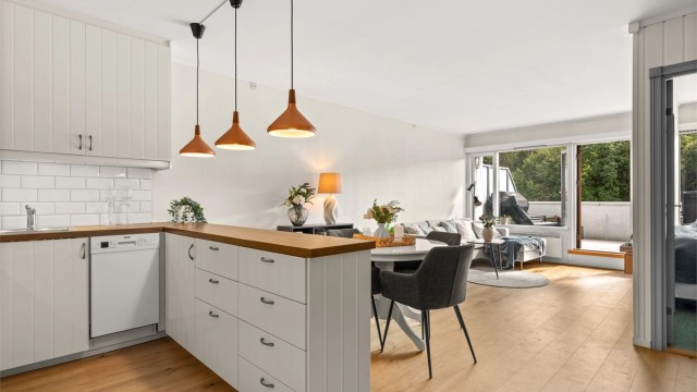 Lys og arealeffektiv 2-roms leilighet med heisadkomst.
Foto: Løvås Foto