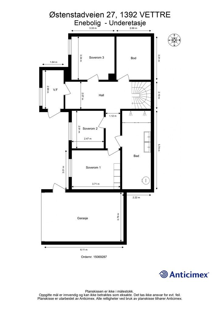 Plantegning underetasje.