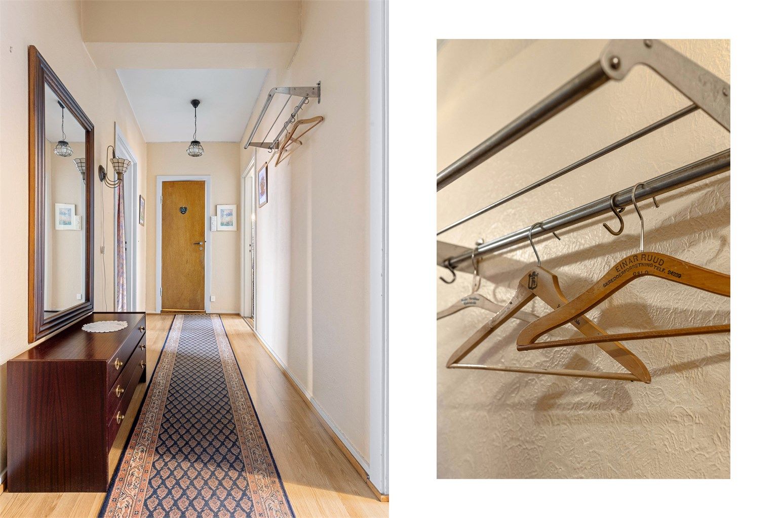 Her er det gode oppbevaringsmuligheter for yttertøy og sko.