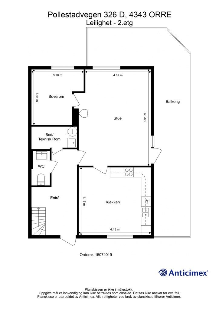 Plantegning for 1. etg