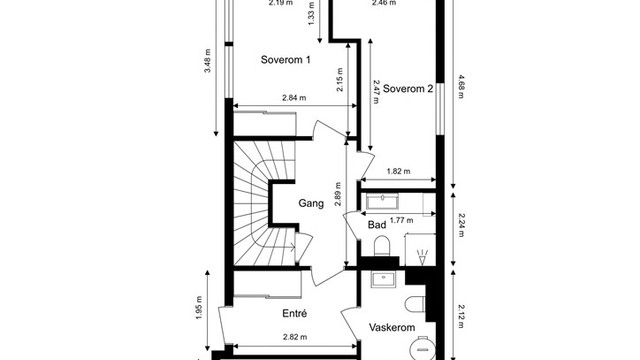 Veiledende skisse av første etasje / nedre plan.