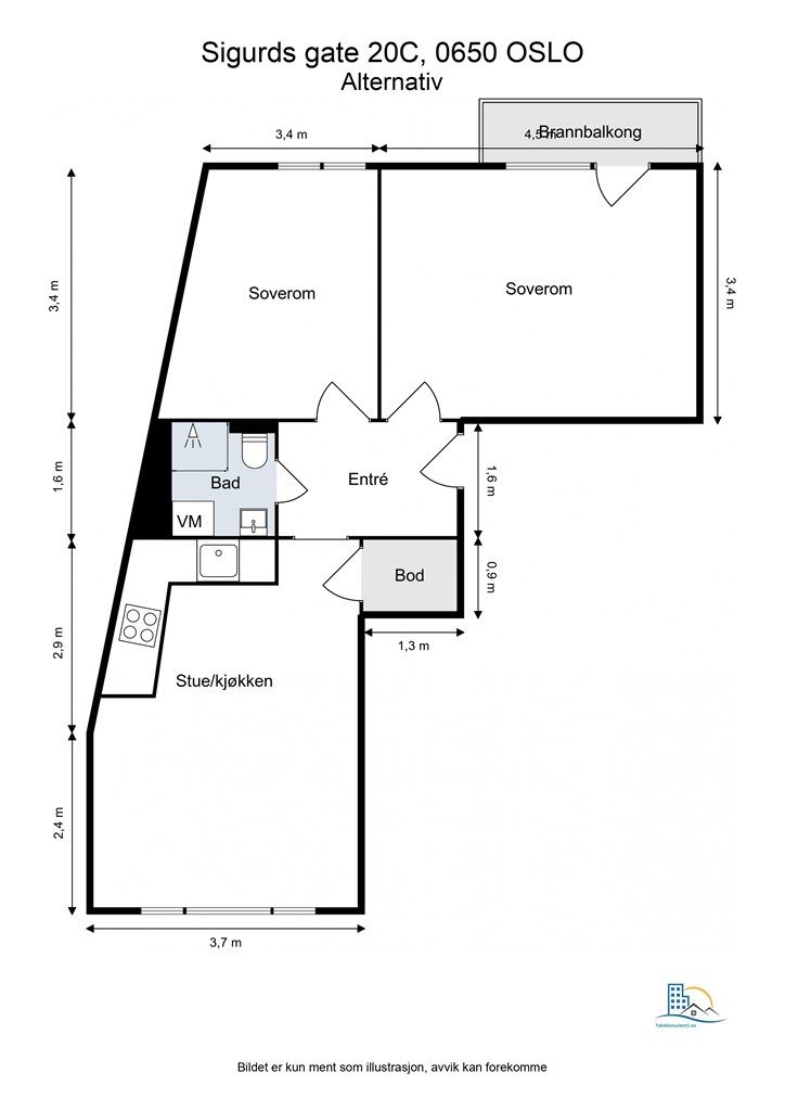 Alternativ planskisse - det må søkes om til styret for å endre planløsning