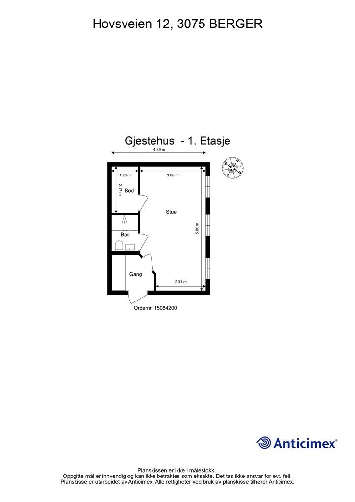 Plantegning (uthus/innredet gjestehus) - 1. etasje