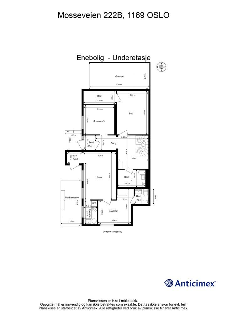 Underetasjen inneholder hovedinngang, soverom, bad og boder, i tillegg til en separat og godkjent utleiedel med egen inngang.