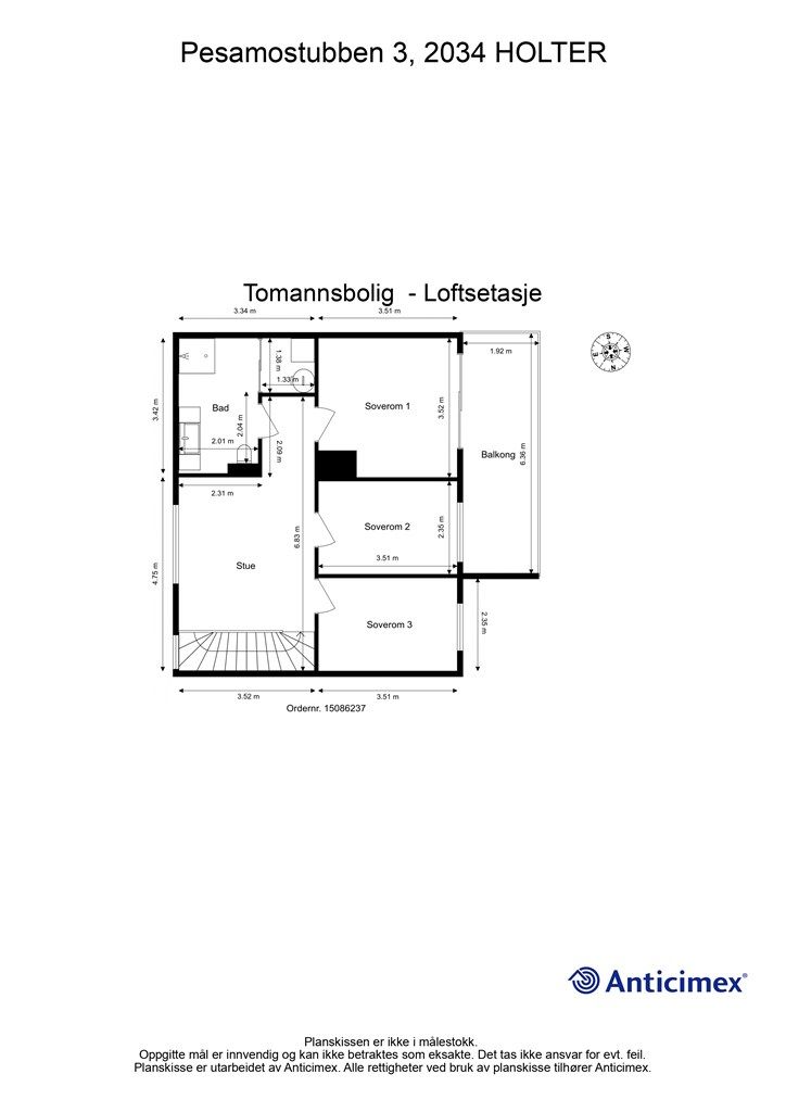 Plantegning - Loftsetasje.