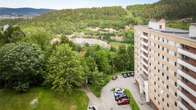 Felles overbygget inngangsparti med videre heis- og trappeadkomst til leilighetens etasjeplan (5. etasje).