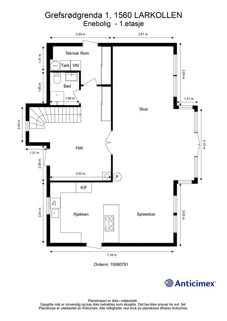 Veiledende skisse av første etasje.