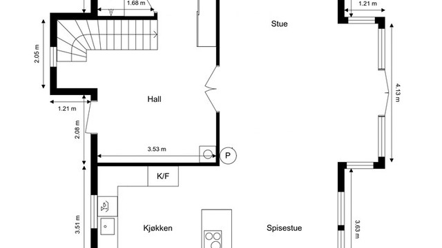 Veiledende skisse av første etasje.