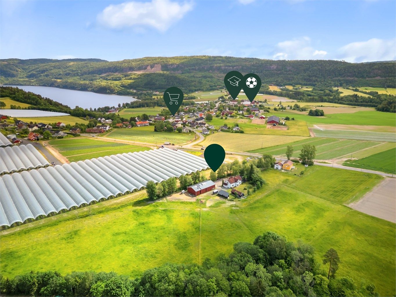 Eiendommen har en sentral og likevel tilbaketrukket beliggenhet i Sylling. Foto: Ole Thorgeir Solheim Thoresen