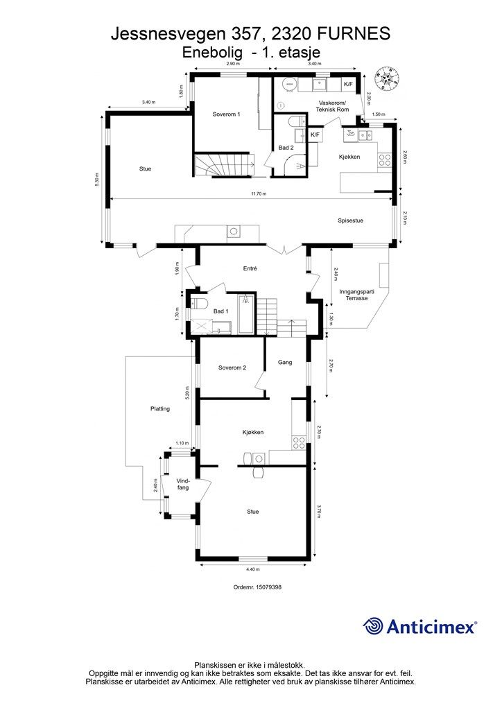 Plantegning - Enebolig - 1. etasje.