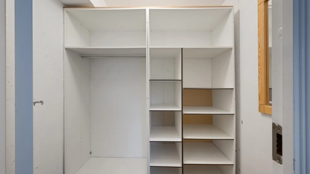 Omkledningsrom med stor potensiale.