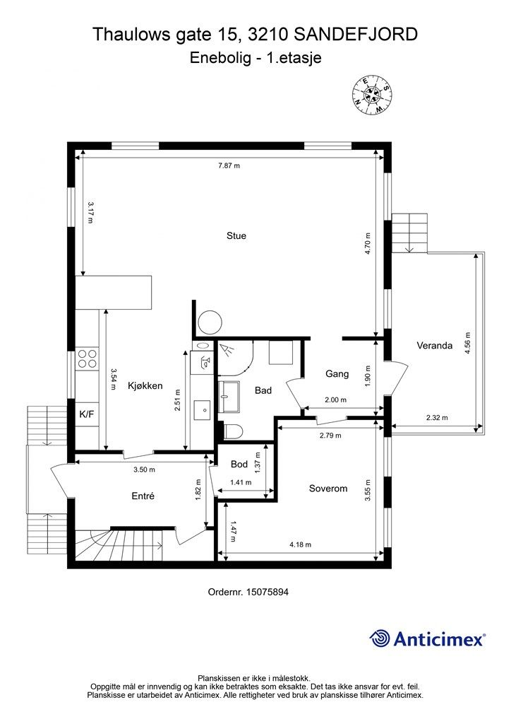 Plantegning 
- Enebolig - 1.etasje