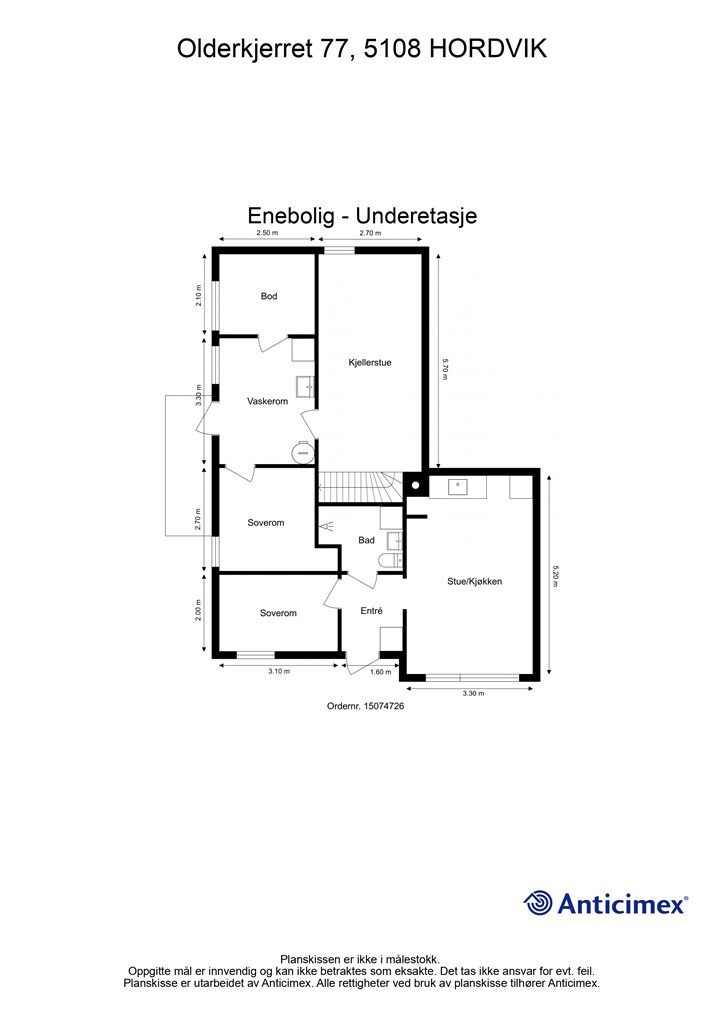 Plantegning underetasje. 