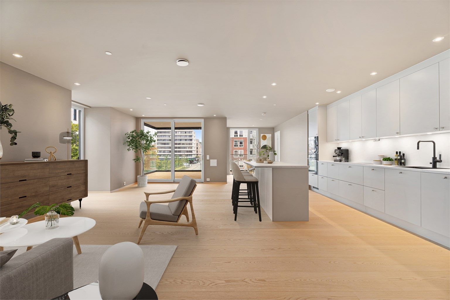 Romslig stueløsning 