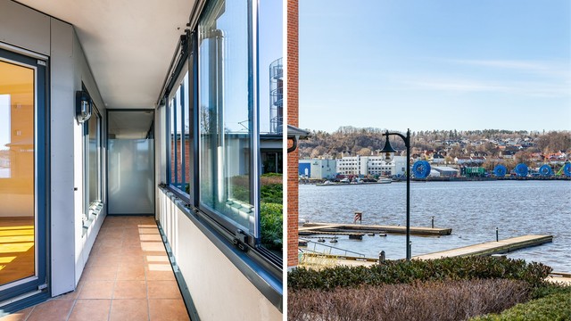 Verandaen er oppmålt til 15 kvm. og i helhet utført med fliser.