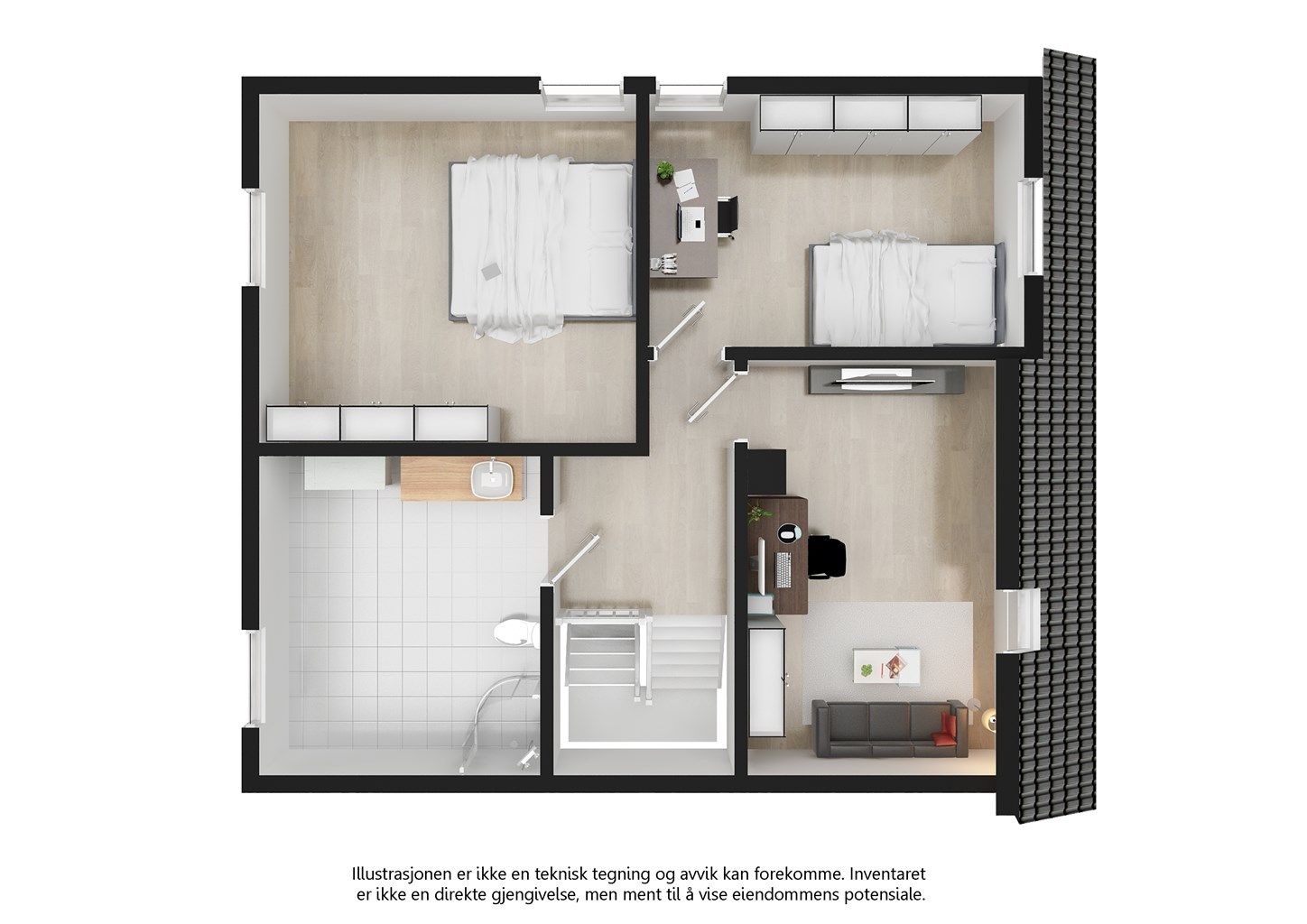 Plantegning 3D - 2. etasje