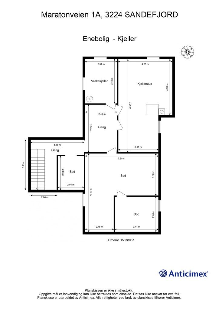 Plantegning kjeller ( kjellerstue tilfredsstiller ikke krav til varig opphold)