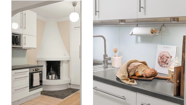 Ildstedet gir rommet særpreg og bidrar til en lun og behagelig varme på kalde dager.