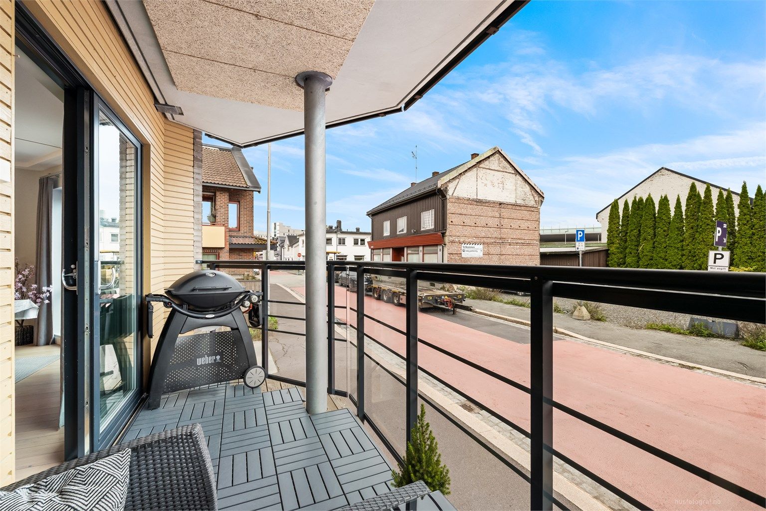 Overbygget sydvendt balkong på ca. 7 kvm