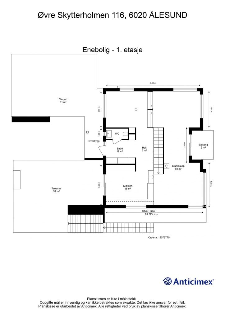Målsatt plantegning 1. etasje
