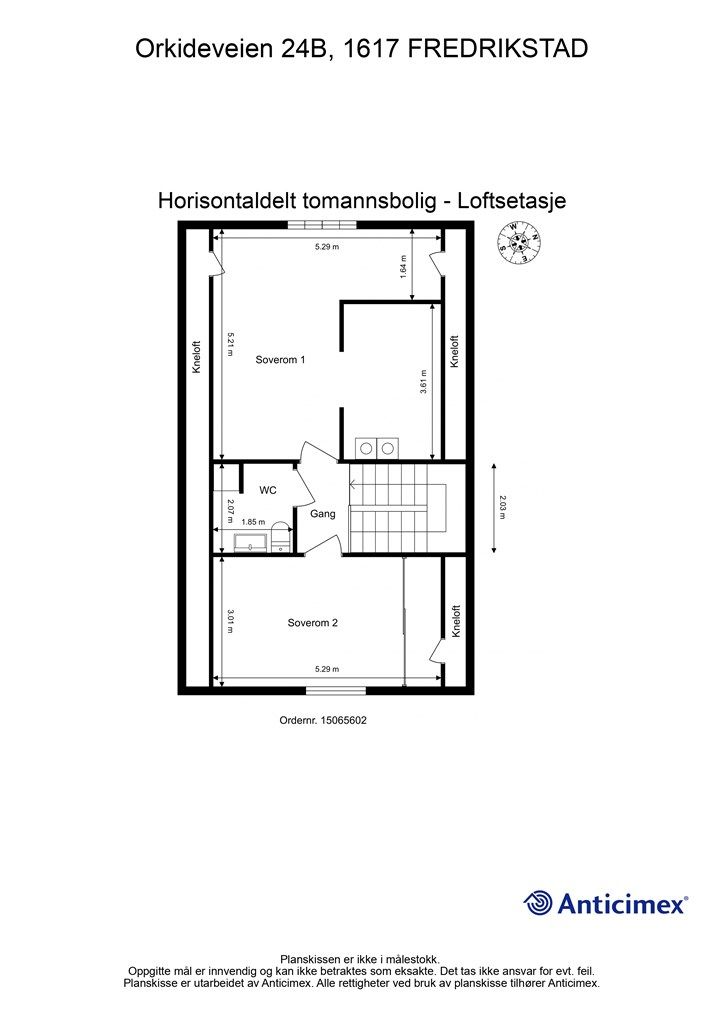 Veiledende skisse av loftsetasje.