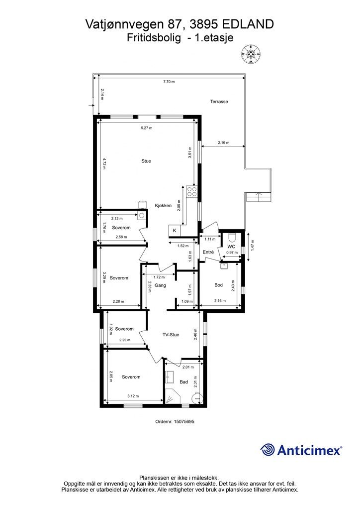 Plantegning av hytta