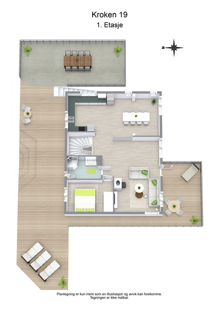 3 D plantegning hovedetasje