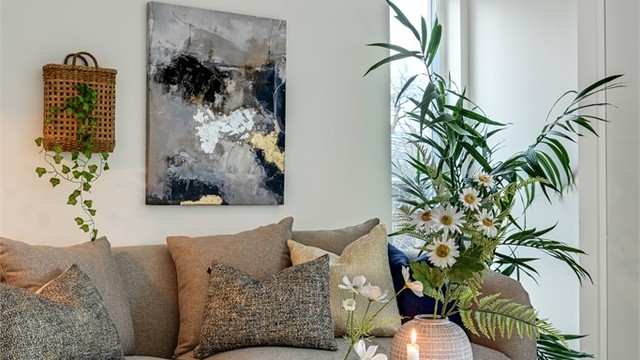 Detaljene skaper en lun og innbydende atmosfære.