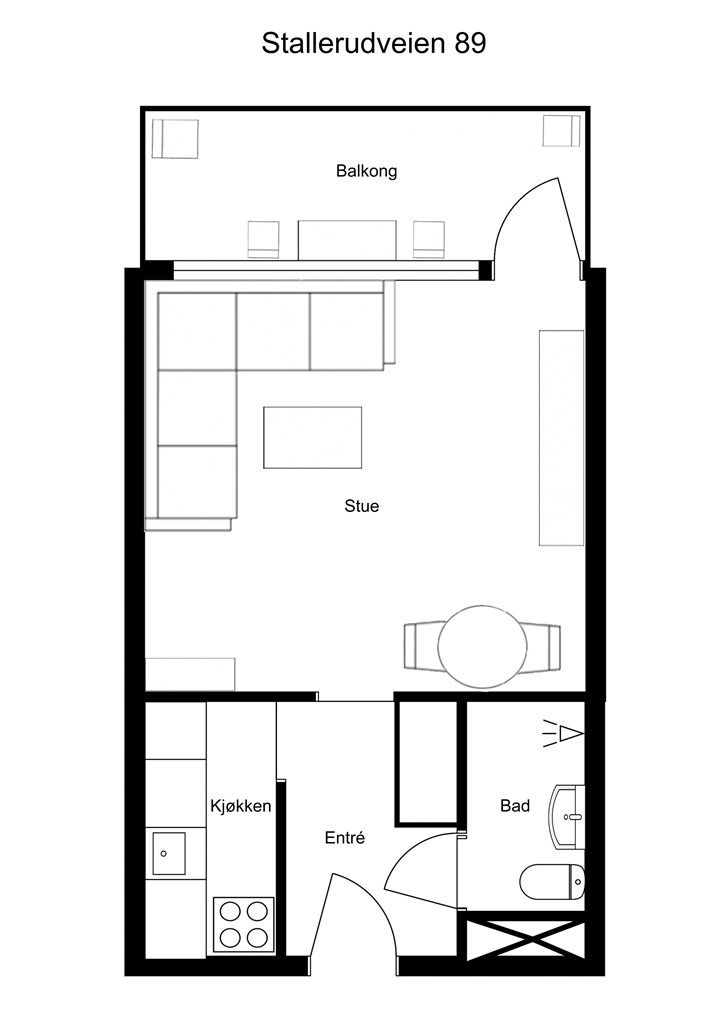 Møblert plantegning