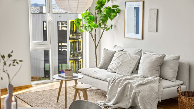Vinduene med 3-lags glass bidrar til god isolasjon og energieffektivitet.