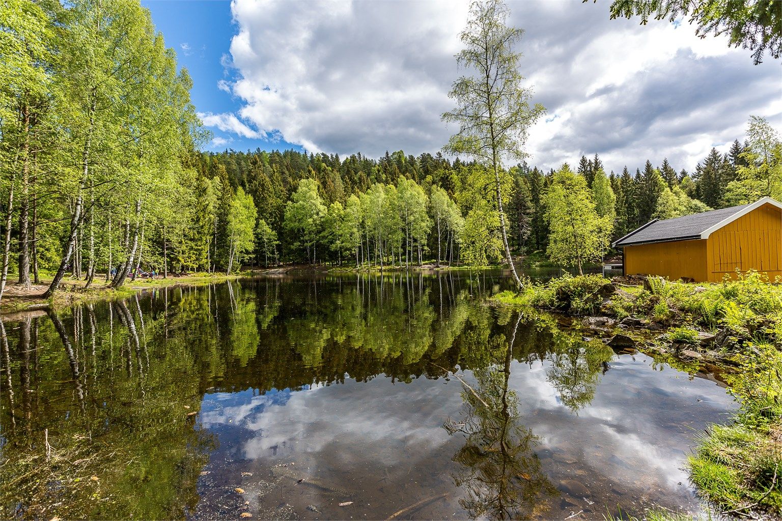 Idylliske Isdammen, kun en kort spasertur unna, er et yndet samlingssted for både store og små
