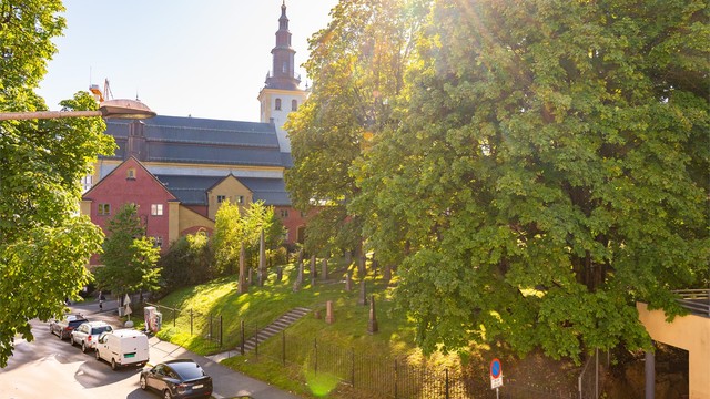 Utsyn mot grønne områder.