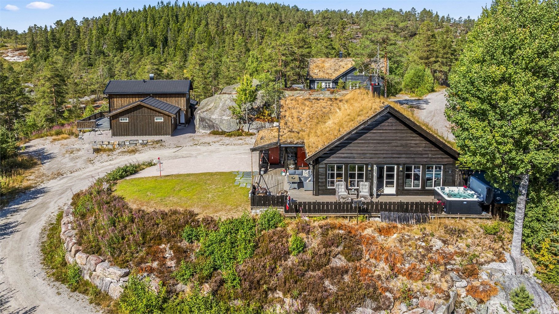 God avstand mellom hyttene i feltet.