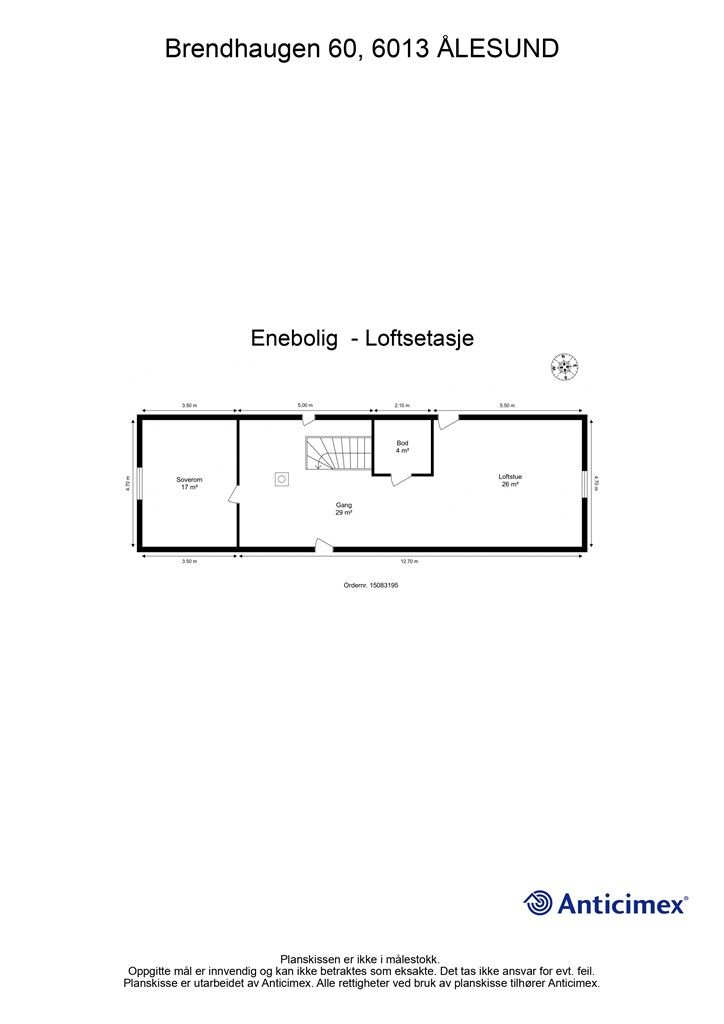 Loftsetasjen er innredet med en romslig loftstue, soverom og en praktisk bod. (Ikke omsøkt - se punkt om ferdigattest)