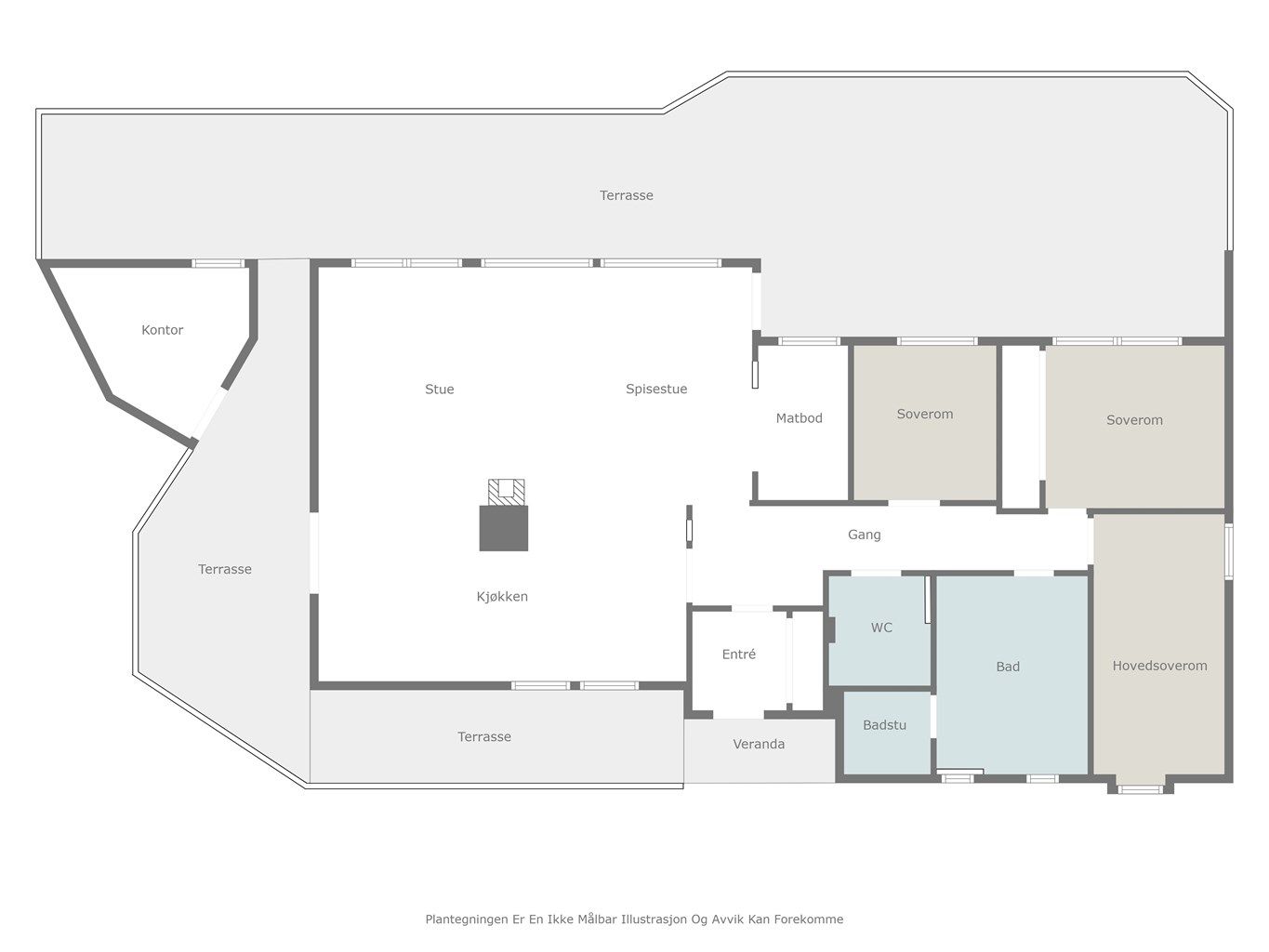 Planløsning i hovedetasje