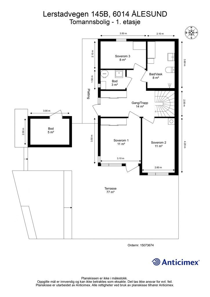 Målsatt plantegning 1. etasje