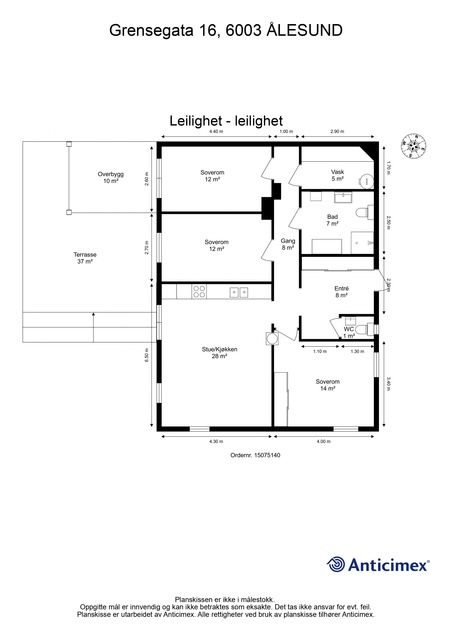Målsatt plantegning 1. etasje