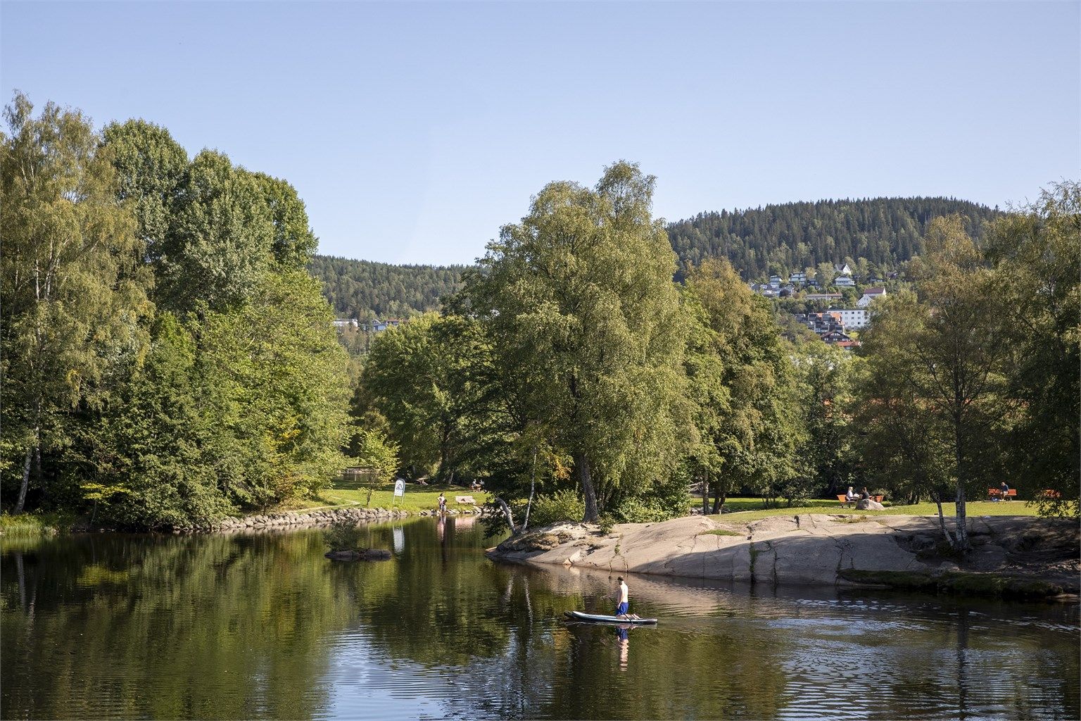 Gangavstand til populære badeplasser i Brekkedammen