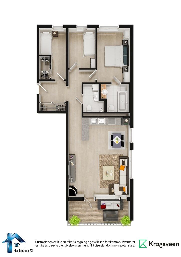 Møblert planskisse - Børsteveien 6 A - 3. etasje 