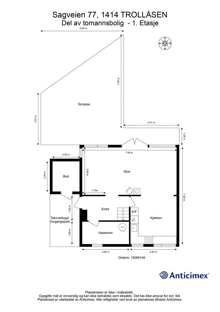 Vi starter med plantegning i 1. etasje slik at du for orientert deg i boligen!