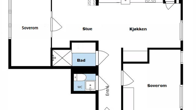 ALTERNATIV PLANLØSNING. Dette er kun ment som inspirasjon og er ikke byggteknisk vurdert. Kjøper overtar all risiko for kostnader og gjennomføring.